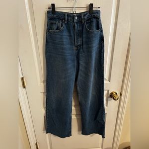 Boyish denim, raw edge, straight leg jeans. Size 25